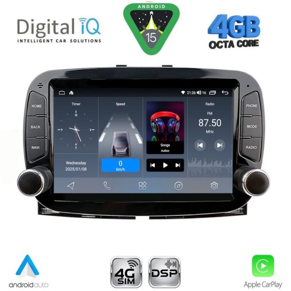 DIGITAL IQ BLG 498_CPA (7" DECK) MULTIMEDIA SYSTEM for FIAT 500 mod. 2016-2025 - Image 1