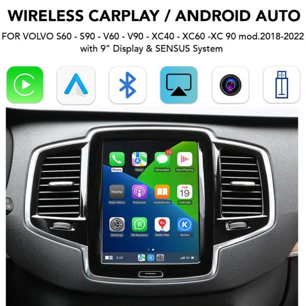LENOVO LTP VLV 2510F CPAA (WIRELESS CARPLAY / ANDROID AUTO BOX for VOLVO V90 – S90 – XC40 - XC60 -XC90 mod. 2017-2022 for 9" Display) - Image 1