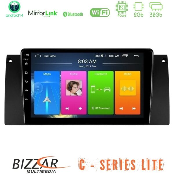 Bizzar C Series Lite 4Core Android14 2+32GB  BMW 5 Series Lite  (E39) / X5 (E53) Navigation Multimedia Tablet 9" - Image 1