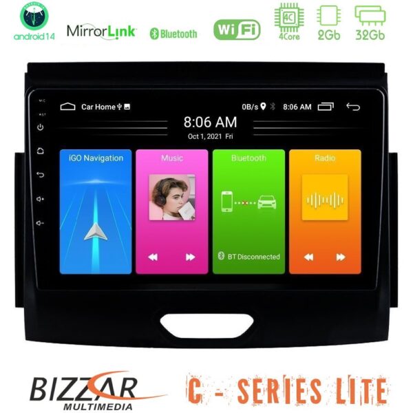 Bizzar C Series Lite 4Core Android14 2+32GB Ford Ranger 2017-2022 Navigation Multimedia Tablet 9" - Image 1