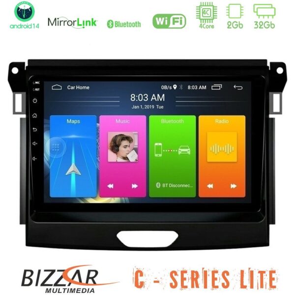 Bizzar C Series Lite 4Core Android14 2+32GB Ford Ranger 2017-2022 Navigation Multimedia Tablet 9" - Image 1