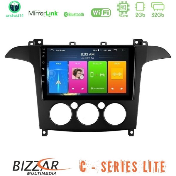 Bizzar C Series Lite 4Core Android14 2+32GB  Ford S-Max 2006-2008 (manual A/C) Navigation Multimedia Tablet 9" - Image 1