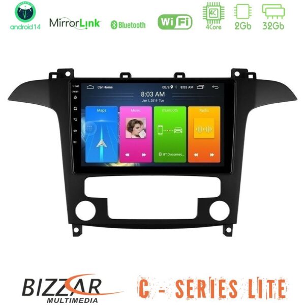 Bizzar C Series Lite 4Core Android14 2+32GB Ford S-Max 2006-2012 Navigation Multimedia Tablet 9" - Image 1