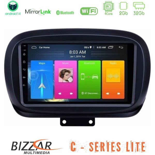 Bizzar C Series Lite 4Core Android14 2+32GB Fiat 500X Navigation Multimedia Tablet 9" - Image 1