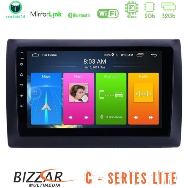 Bizzar C Series Lite 4Core Android14 2+32GB Fiat Stilo Navigation Multimedia Tablet 9" - Image 1