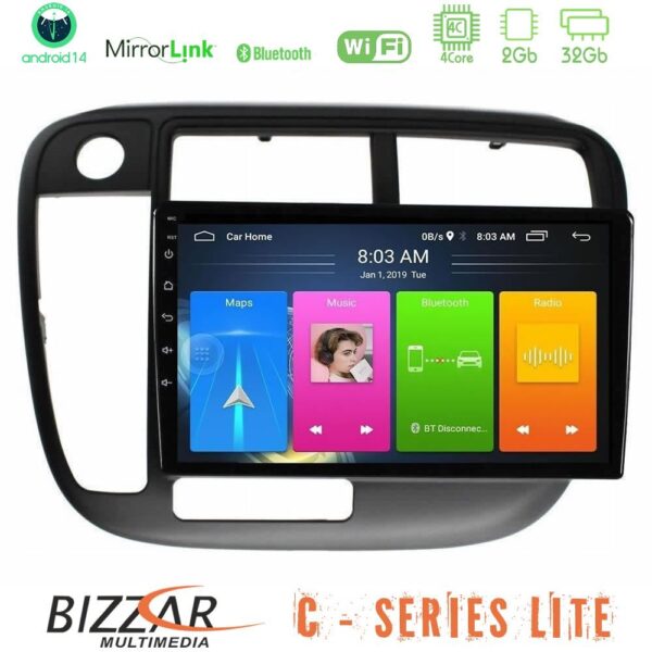Bizzar C Series Lite 4Core Android14 2+32GB Honda Civic 1995-2001 Navigation Multimedia Tablet 9" - Image 1