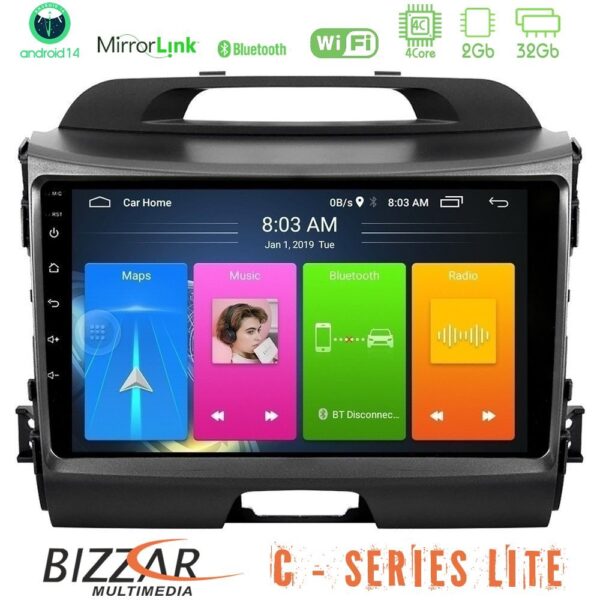 Bizzar C Series Lite 4Core Android14 2+32GB  Kia Sportage Navigation Multimedia Tablet 9" - Image 1