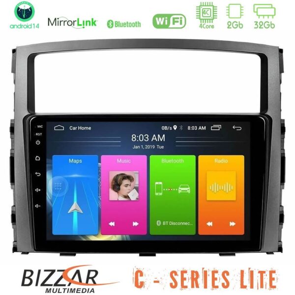 Bizzar C Series Lite 4Core Android14 2+32GB  Mitsubishi Pajero 2008-2009 Navigation Multimedia Tablet 9" - Image 1
