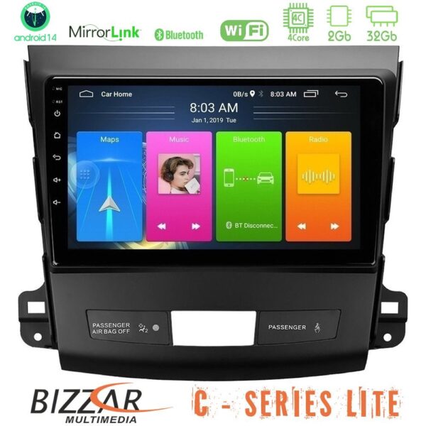 Bizzar C Series Lite 4Core Android14 2+32GB Mitsubishi Outlander/Citroen C-Crosser/Peugeot 4007 Navigation Multimedia Tablet 9" - Image 1