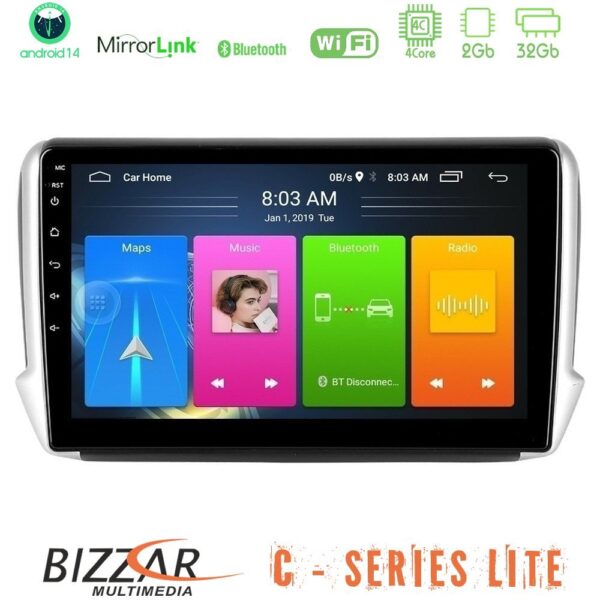Bizzar C Series Lite 4Core Android14 2+32GB  Peugeot 208/2008 Navigation Multimedia Tablet 10" - Image 1