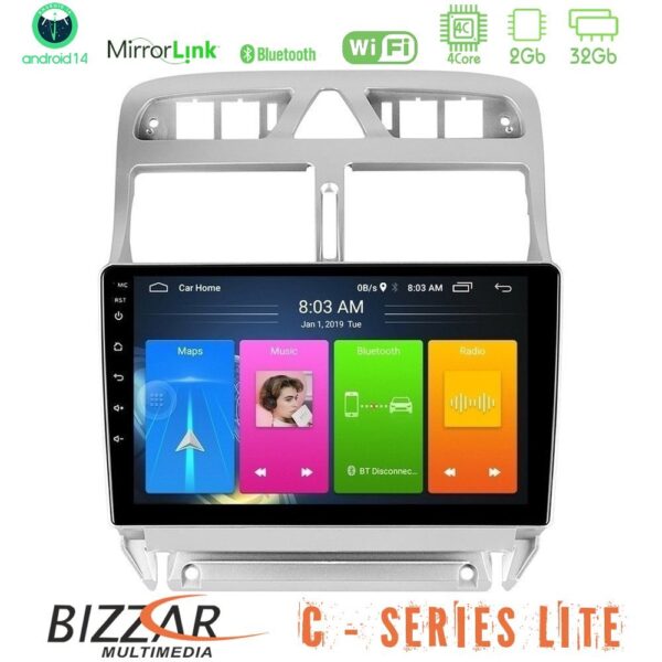 Bizzar C Series Lite 4Core Android14 2+32GB  Peugeot 307 2002-2008 Navigation Multimedia Tablet 9" - Image 1