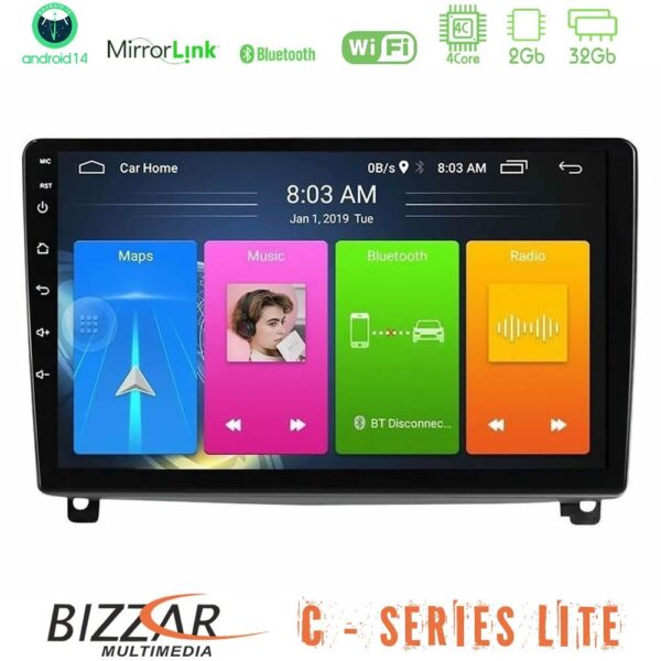 Bizzar C Series Lite 4Core Android14 2+32GB Peugeot 407 Navigation Multimedia Tablet 9" - Image 1