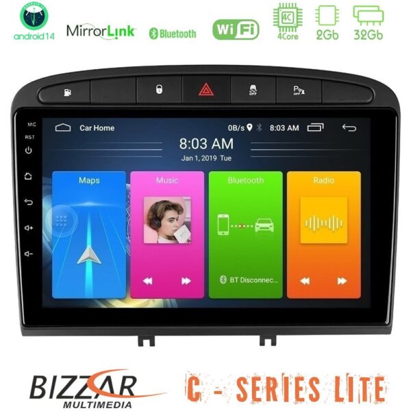 Bizzar C Series Lite 4Core Android14 2+32GB  Peugeot 308/RCZ Navigation Multimedia Tablet 9" - Image 1