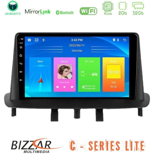 Bizzar C Series Lite 4Core Android14 2+32GB  Renault Megane 3 2009-2013 Navigation Multimedia Tablet 9" - Image 1