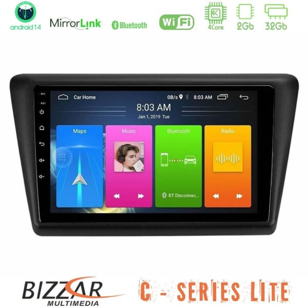 Bizzar C Series Lite 4Core Android14 2+32GB  Skoda Rapid 2013-2017 Navigation Multimedia Tablet 9" - Image 1