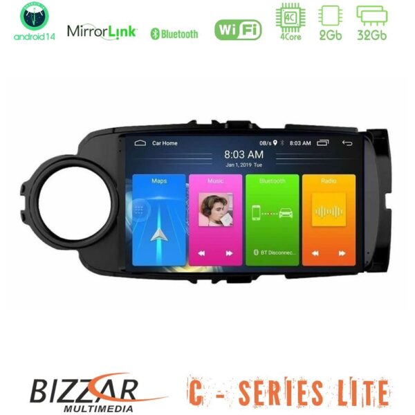 Bizzar C Series Lite 4Core Android14 2+32GB  Toyota Yaris 2015-2019  Navigation Multimedia Tablet 9" (Μαύρο Χρώμα) - Image 1
