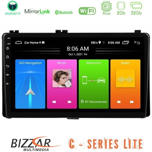 Bizzar C Series Lite 4Core Android14 2+32GB Toyota Corolla/Auris 2017-2019 Navigat-ion Multimedia Tablet 9" - Image 1