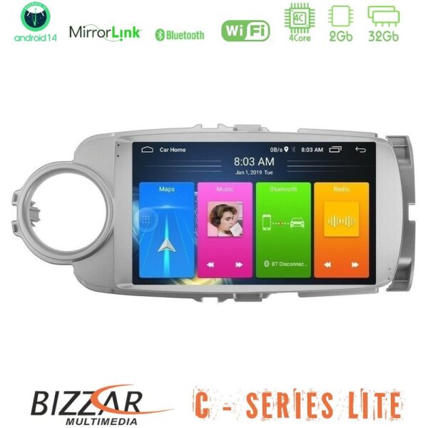 Bizzar C Series Lite 4Core Android14 2+32GB  Toyota Yaris Navigation Multimedia Tablet 9" - Image 1