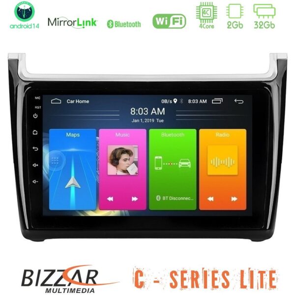 Bizzar C Series Lite 4Core Android14 2+32GB Vw Polo Navigation Multimedia Tablet 9" - Image 1