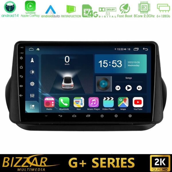 Bizzar G+ Series Fiat Fiorino/Citroen Nemo/Peugeot Bipper 8core Android14 6+128GB Navigation Multimedia Tablet 10" - Image 1