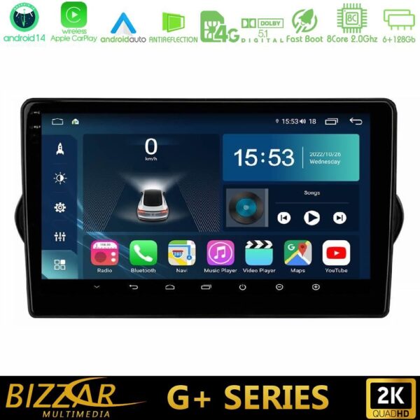 Bizzar G+ Series Fiat Tipo 2015-2022 (Hatchback) 8core Android14 6+128GB Navigation Multimedia Tablet 9" - Image 1
