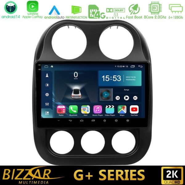 Bizzar G+ Series Jeep Compass 2010-2016 8core Android14 6+128GB Navigation Multimedia Tablet 10" - Image 1