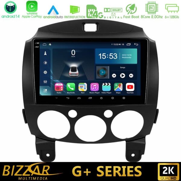 Bizzar G+ Series Mazda 2 2008-2014 8core Android14 6+128GB Navigation Multimedia Tablet 9" - Image 1