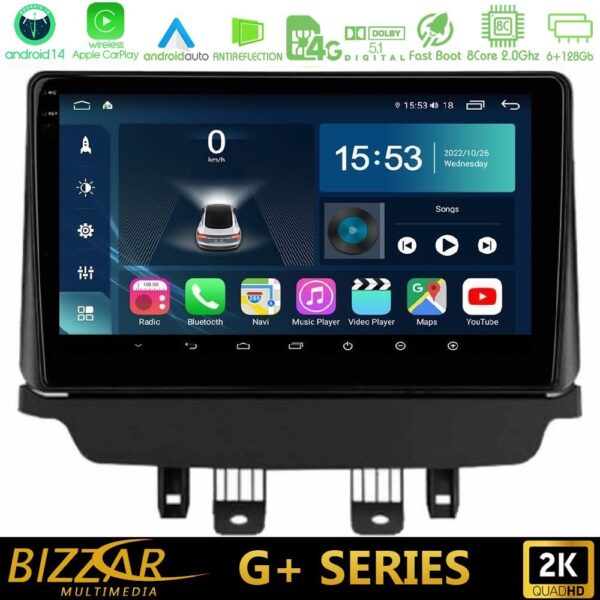 Bizzar G+ Series Mazda 2 2014-2021 8core Android14 6+128GB Navigation Multimedia Tablet 9" - Image 1