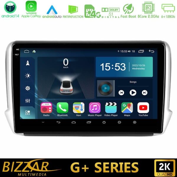 Bizzar G+ Series Peugeot 208/2008 8core Android14 6+128GB Navigation Multimedia Tablet 10" - Image 1
