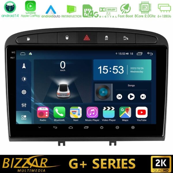 Bizzar G+ Series Peugeot 308/RCZ 8core Android14 6+128GB Navigation Multimedia Tablet 9" - Image 1