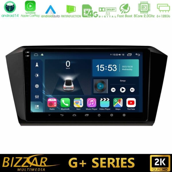 Bizzar G+ Series VW Passat 8core Android14 6+128GB Navigation Multimedia Tablet 10" - Image 1