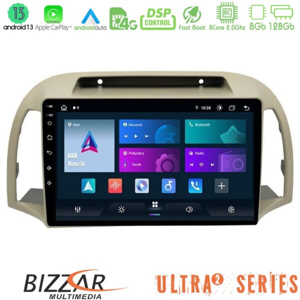 Bizzar Ultra Series Nissan Micra K12 2002-2010 8core Android13 8+128GB Navigation Multimedia Tablet 9" - Image 1