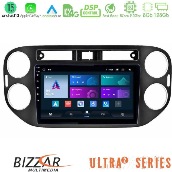 Bizzar Ultra Series VW Tiguan (23mm alarm button) 8core Android13 8+128GB Navigation Multimedia Tablet 9" - Image 1