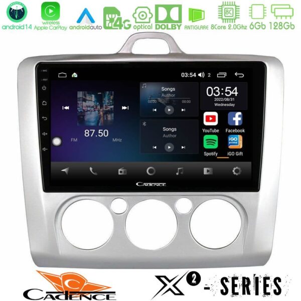 Cadence X2 Series 8Core Android14 6+128GB  Ford Focus Manual AC Navigation Multimedia Tablet 9" - Image 1