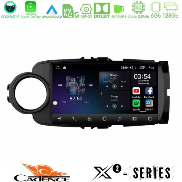 Cadence X2 Series 8Core Android14 6+128GB  Toyota Yaris 2015-2019  Navigation Multimedia Tablet 9" (Μαύρο Χρώμα) - Image 1