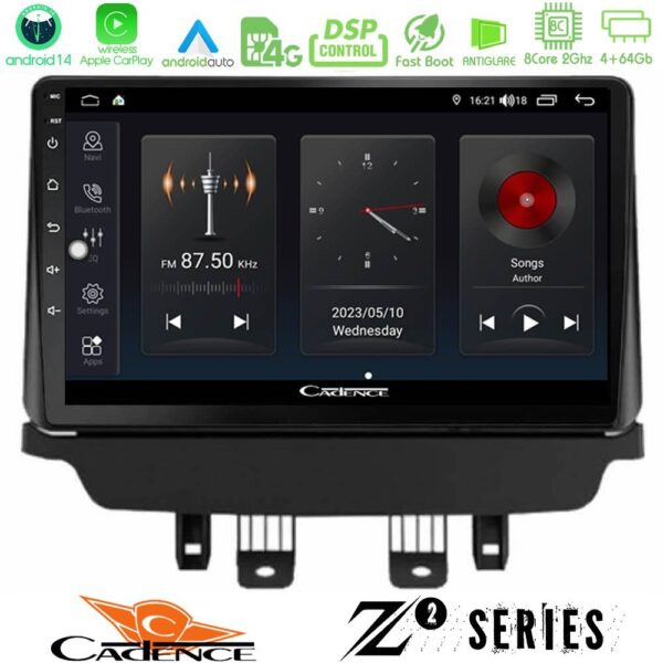 Cadence Z2 Series 8Core Android14 4+64GB Mazda 2 2014-2021 Navigation Multimedia Tablet 9" Με Carplay & Android Auto - Image 1