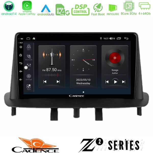 Cadence Z2 Series 8Core Android14 4+64GB  Renault Megane 3 2009-2013 Navigation Multimedia Tablet 9" Με Carplay & Android Auto - Image 1