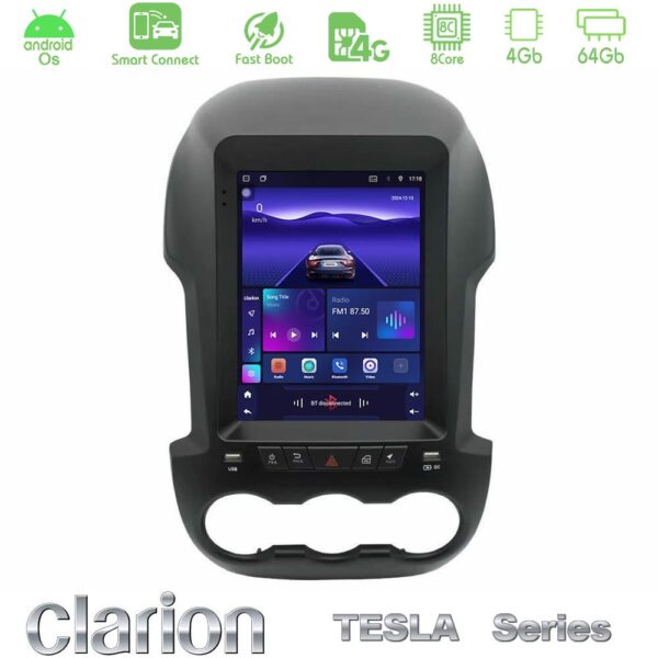 Clarion GL300 Tesla Series Android OS 8Core 4+64GB Ford Ranger 2012-2016 Navigation Multimedia Tablet 9.7" - Image 1