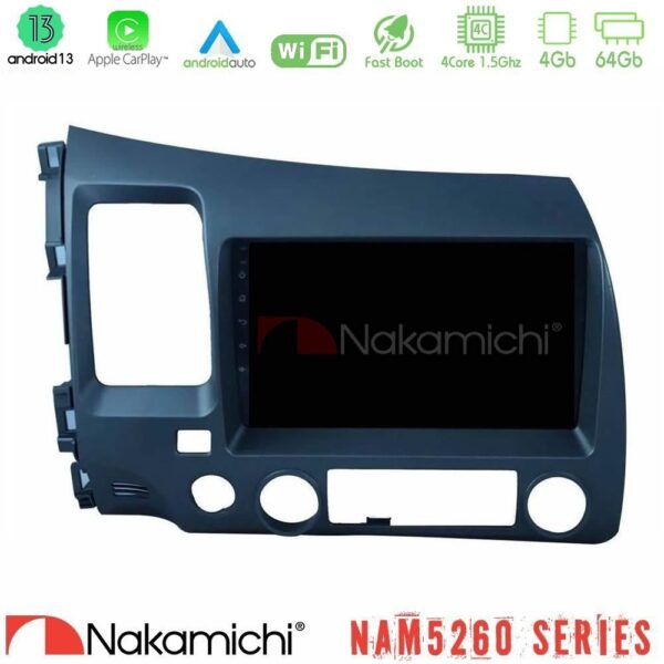 Nakamichi NAM5260 Series 4Core Android13 4+64GB Honda Civic 2006-2011 Navigation Multimedia Tablet 9" Με Carplay & Android Auto - Image 1