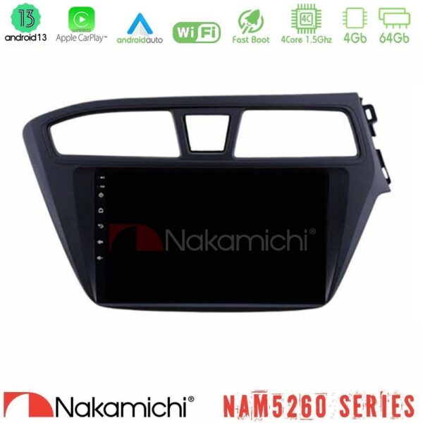 Nakamichi NAM5260 Series 4Core Android13 4+64GB Hyundai i20 2014-2018 RHD Navigation Multimedia Tablet 9" Με Carplay & Android Auto - Image 1