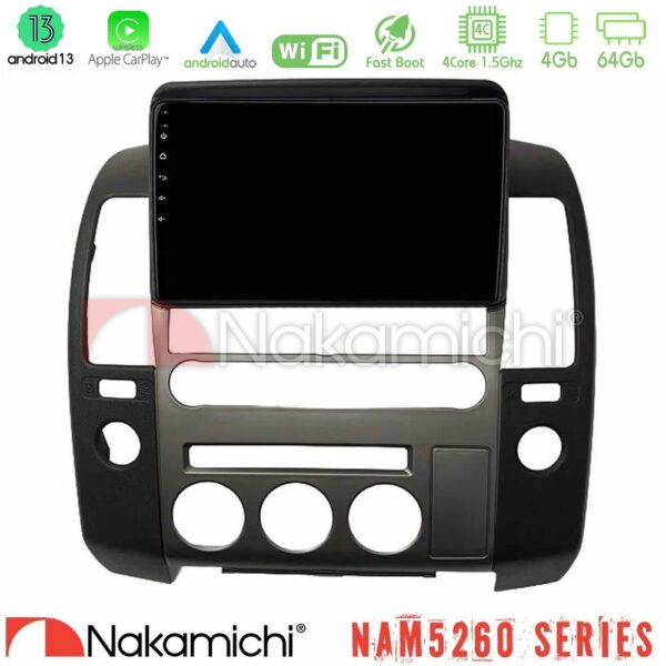 Nakamichi NAM5260 Series 4Core Android13 4+64GB  Nissan Navara D40 2006-2012 (με εργ.οθόνη) Navigation Multimedia Tablet 9" Με Carplay & Android Auto - Image 1
