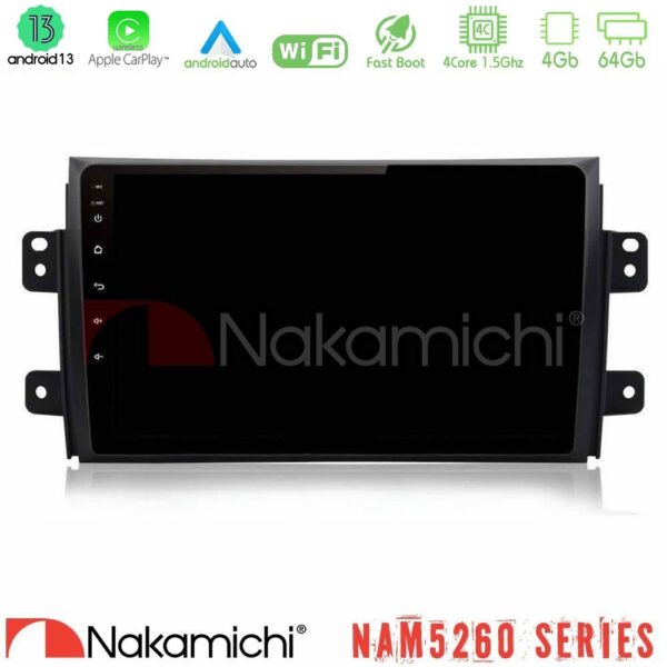 Nakamichi NAM5260 Series 4Core Android13 4+64GB Suzuki SX4 2006-2014 Fiat Sedici 2006-2014 Navigation Multimedia Tablet 9" Με Carplay & Android Auto - Image 1