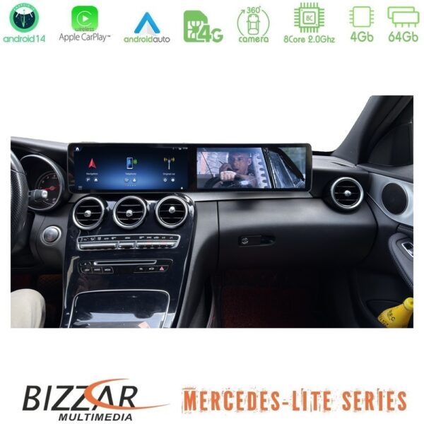 Bizzar Lite Series Dual Screen Mercedes C/GLC Class (W205/X253) NTG5 Android14 8Core (4+64GB) Navigation Multimedia 24,6" - Image 4