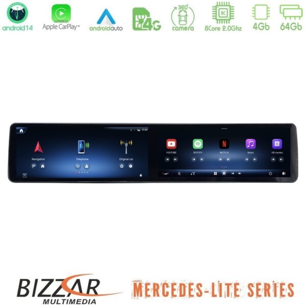 Bizzar Lite Series Dual Screen Mercedes C/GLC Class (W205/X253) NTG5 Android14 8Core (4+64GB) Navigation Multimedia 24,6" - Image 3