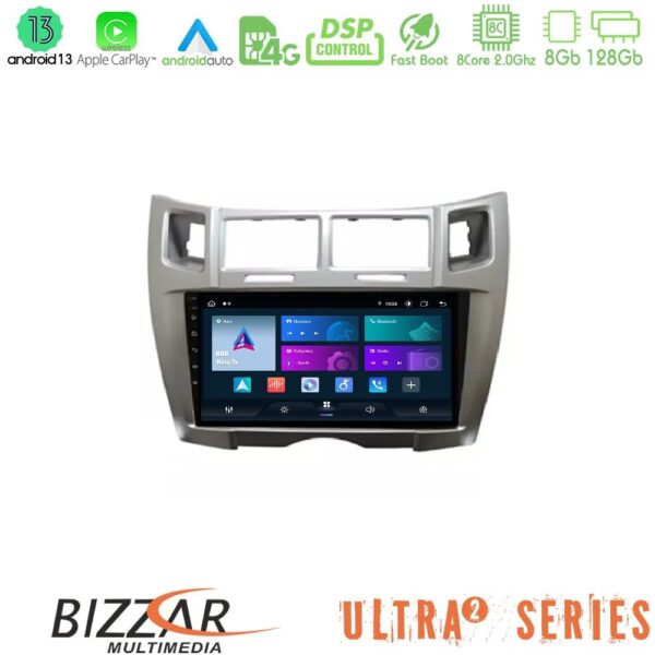 Bizzar Ultra Series Toyota Yaris 8core Android13 8+128GB Navigation Multimedia Tablet 9" (Ασημί Χρώμα) - Image 1