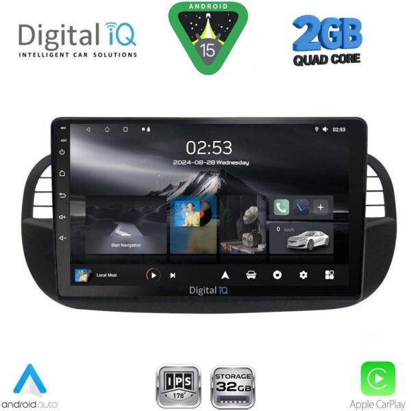 DIGITAL IQ RSD 1130BL_CPA (9inc) MULTIMEDIA TABLET for FIAT 500 mod. 2007-2015 (BLACK) - Image 1
