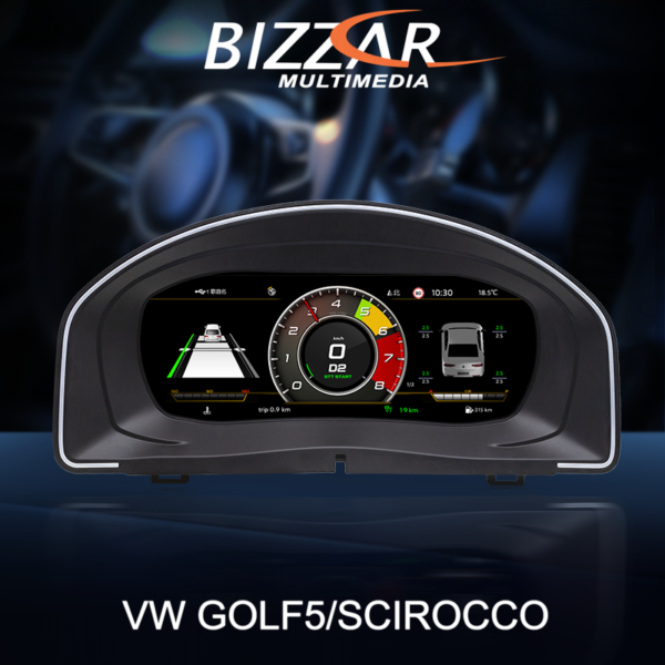 Bizzar Digital Cluster VW GOLF5/SCIROCCO Digital HD LCD Instrument Cluster 10.25" με Carplay | HDMI in - Image 1