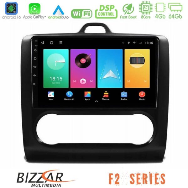 Bizzar F2 Series 8Core Android16 4+64GB Ford Focus Auto AC Navigation Multimedia Tablet 9" (Μαύρο Χρώμα) - Image 1