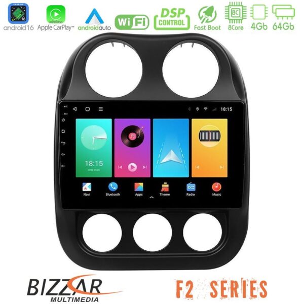 Bizzar F2 Series 8Core Android16 4+64GB  Jeep Compass 2012-2016 Navigation Multimedia Tablet 9" - Image 1