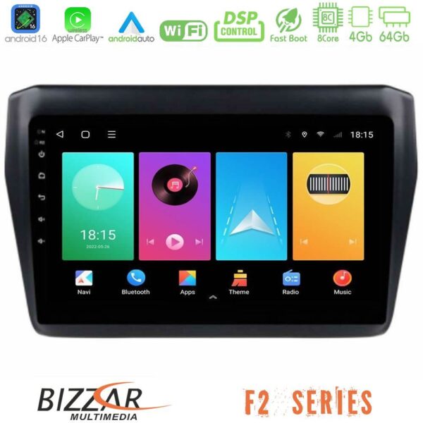 Bizzar F2 Series 8Core Android16 4+64GB Suzuki Swift 2017-2023 Navigation Multimedia Tablet 9" - Image 1